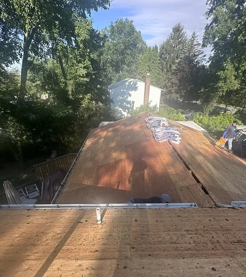 Copper colored metal roof in Gaithersburg, MD.