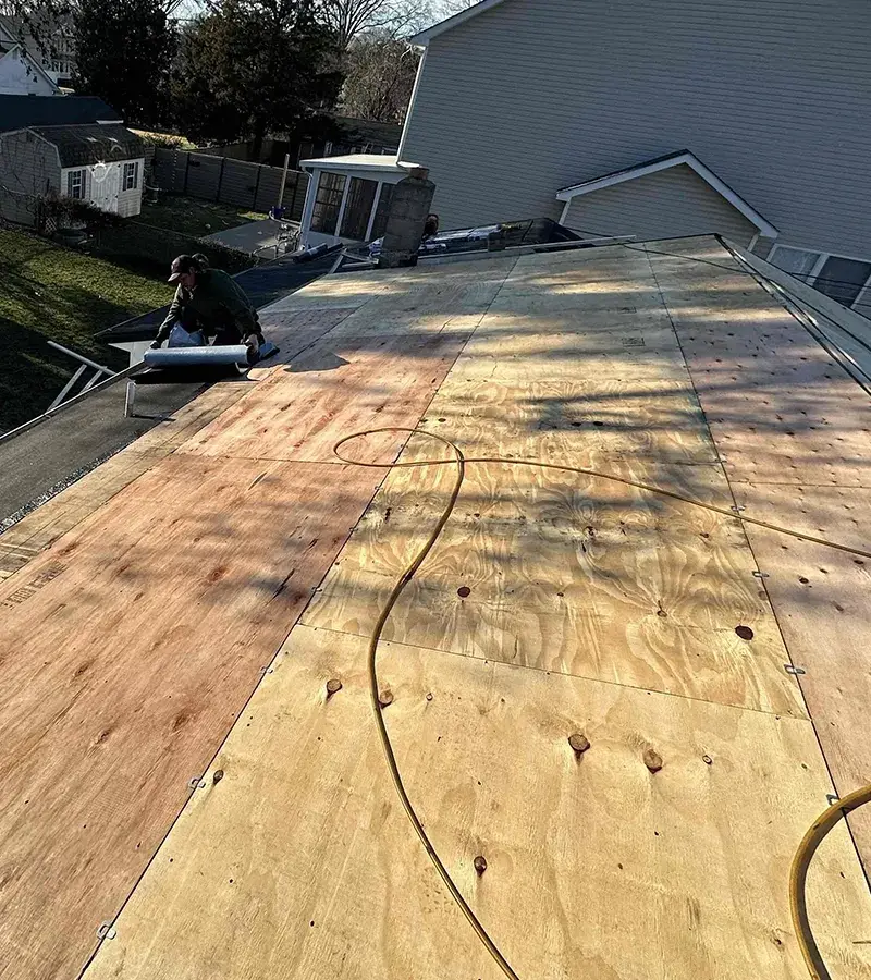 Copper colored metal roof in Gaithersburg, MD.