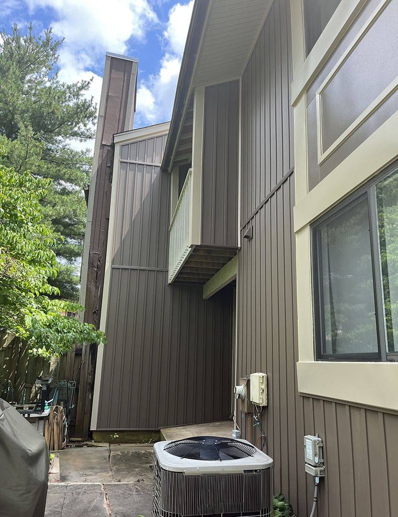 Brown metal standing seam roof installed in Millersville, MD.