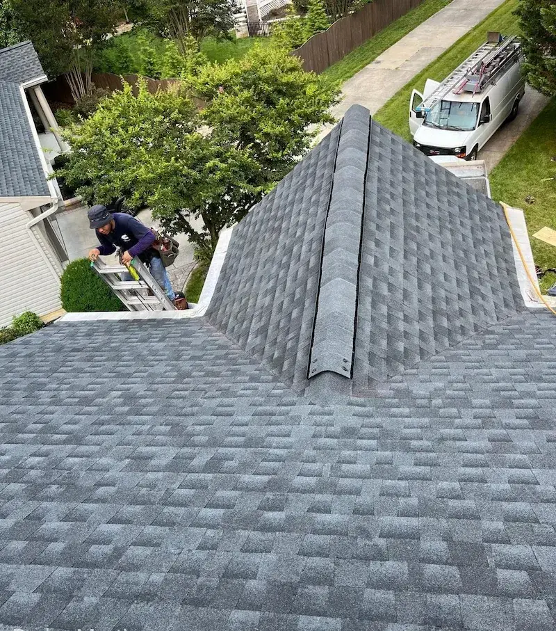 Brown metal standing seam roof installed in Millersville, MD.