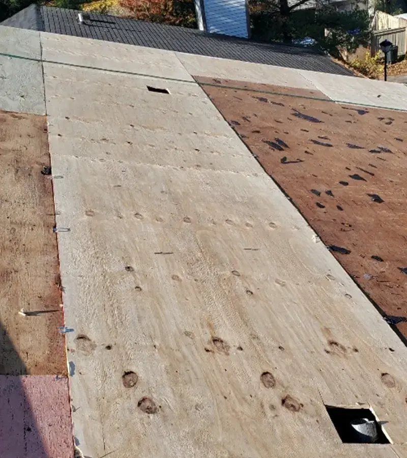 Brown metal standing seam roof installed in Millersville, MD.