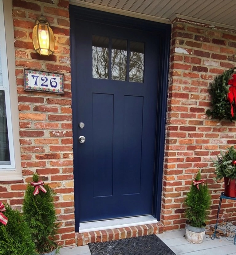A painted fiberglass front entry replacement door installed in Annapolis, MD.