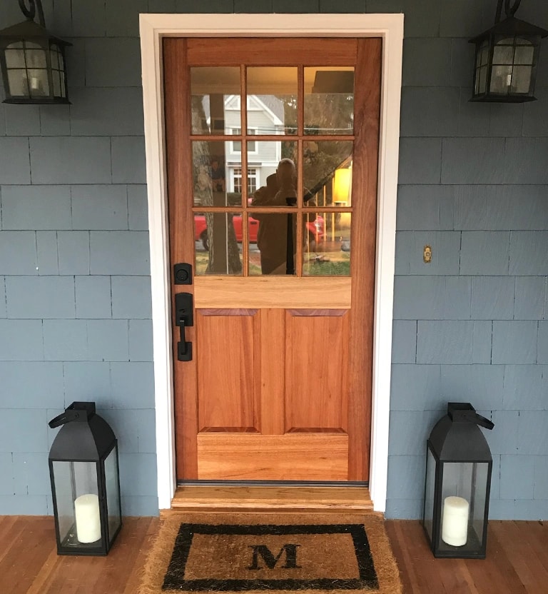 A wooden 3/4 lite front entry door installed in Annapolis, MD.