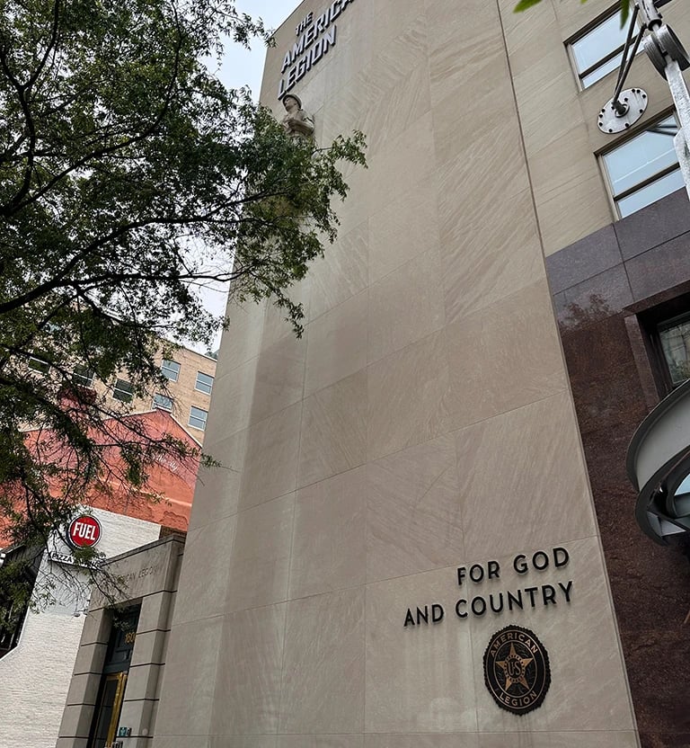 Commercial roof feature project The American Legion Building HQ in Washington, DC installed by Capitol Improvements. 