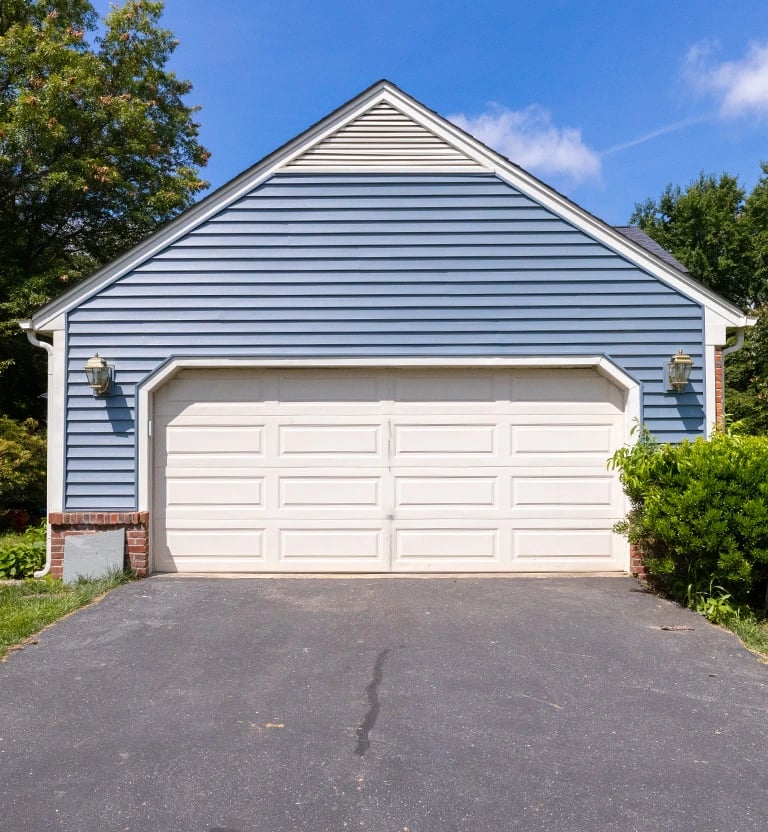 Blue vinyl siding. 